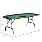 Soozier Poker Table Foldable, 72' Blackjack Table for 7 Players with Chip & Cup Holder, Green Felt | Premium Home Decor - Gra