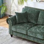 Modern 2-Seater Sofa with Rolled Arms, Tufted Upholstery, Wood Legs, Nailhead Trim, Beige Fabric, 63' - Grand Goldman Shop