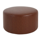 Upholstered Round Ottoman,PU Leather,Brown - Grand Goldman Shop