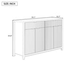 U_STYLE Modern 55.1'' Sideboard Buffet Cabinet with 2 Drawers & 4 Doors, Adjustable Shelves, Wave-Pattern Design, Aluminum Handles, Painted MDF, Scandinavian Storage for Dining Room, Living Room - Grand Goldman Shop