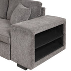 104.5' Modern L-Shape 3 Seat Reversible Sectional Couch, Pull Out Sleeper Sofa with Storage Chaise and 2 Stools for Living Room Furniture Set,Knox Charcoal (old sku:SG000431AAA) - Grand Goldman Shop