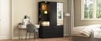 Wardrobe Closet 71.7' H, Bedroom Wooden Wardrobe with 2 Doors 6 Drawers, Modern Clothing Storage Cabinet Combination with Storage Shelves and Hanging Rail, Black - Grand Goldman Shop