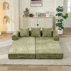 Comfy Convertible Folding Mattress Couch, Floor Sofa Bed, Chenille Floor Sofa with Armrest, Floor Sofa Lounge Couch for Living Room Bedroom Lounge Studio-Green - Grand Goldman Shop