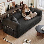78.8' Compression Sofa,Convertible Floor Sofa Bed-with Pillow Back Support Armrest,Comfy Futon Couch Sleeper Bed,Loveseats Boneless Modular Sectional Sofa,Corduroy fabric,for Living Room,Bedroom,Black - Grand Goldman Shop