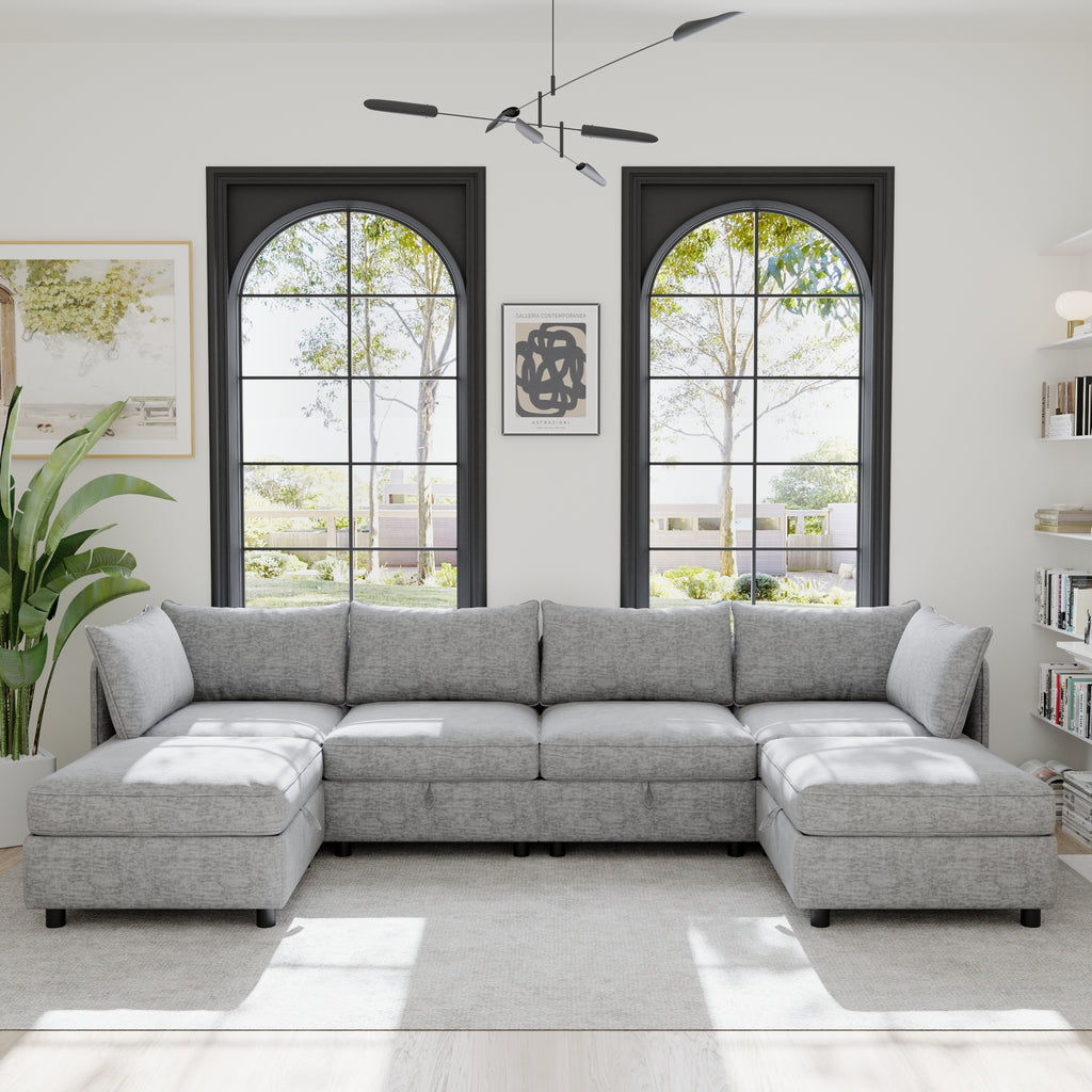 Modular Sectional Sofa, Convertible Sofa Seat With Storage, Sleeper Sectional Sofa Set, Fabric Flexible Modular Combinations for Living Room - Grand Goldman Shop