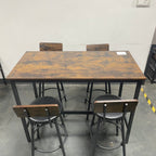 Bar Table Set with 4 Bar stools PU Soft seat with backrest, Grey, 47.24'' L x 23.62'' W x 35.43'' H - Grand Goldman Shop