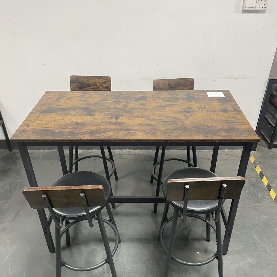 Bar Table Set with 4 Bar stools PU Soft seat with backrest, Grey, 47.24'' L x 23.62'' W x 35.43'' H - Grand Goldman Shop