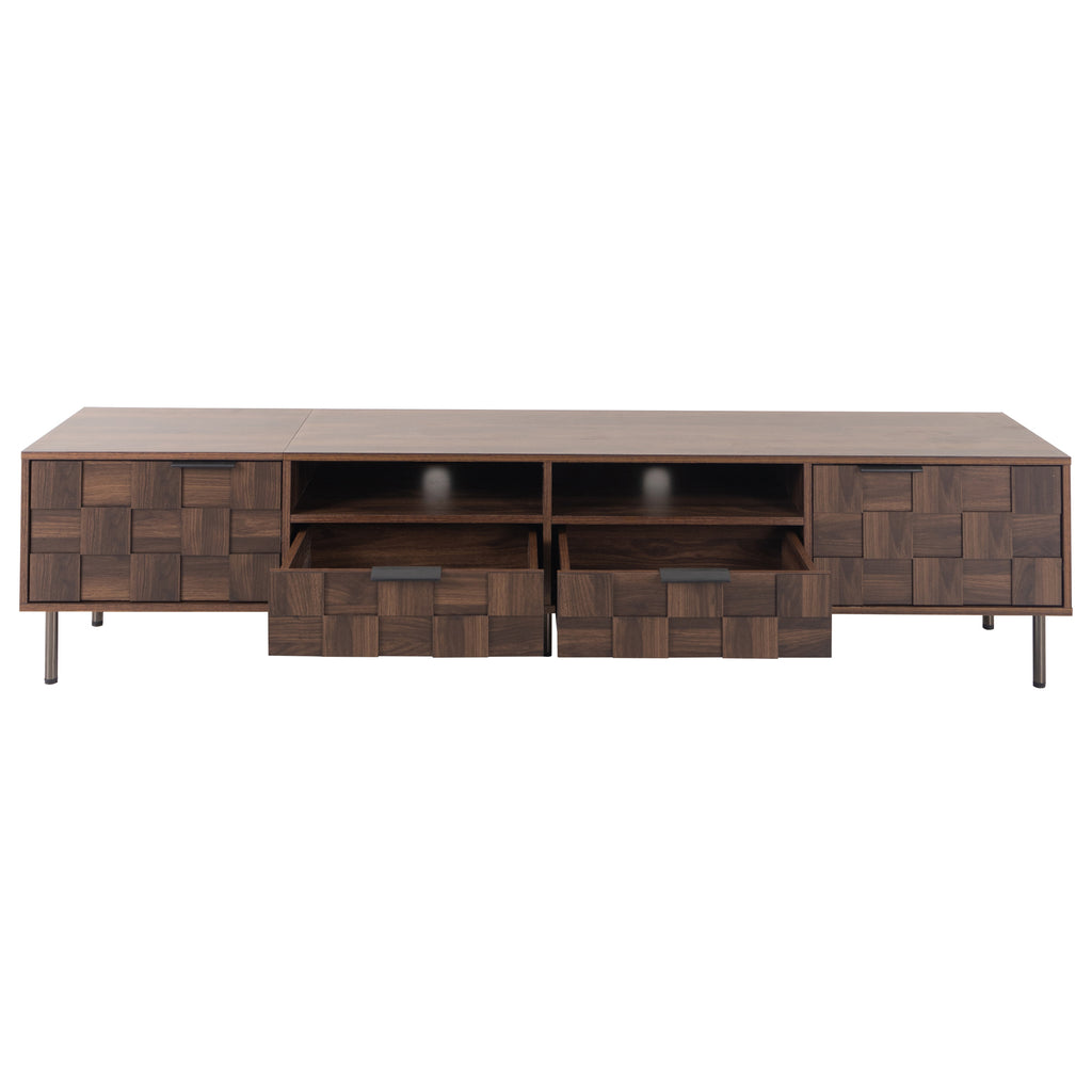 Mid Century TV Stand with 2 Drawers in Dark Brown, Media Console Table for TVs up to 85'', Made of Particle Board and MDF, 78.7'' x 15.7'' x 17.7'' - Grand Goldman Shop