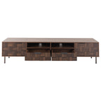 Mid Century TV Stand with 2 Drawers in Dark Brown, Media Console Table for TVs up to 85'', Made of Particle Board and MDF, 78.7'' x 15.7'' x 17.7'' - Grand Goldman Shop