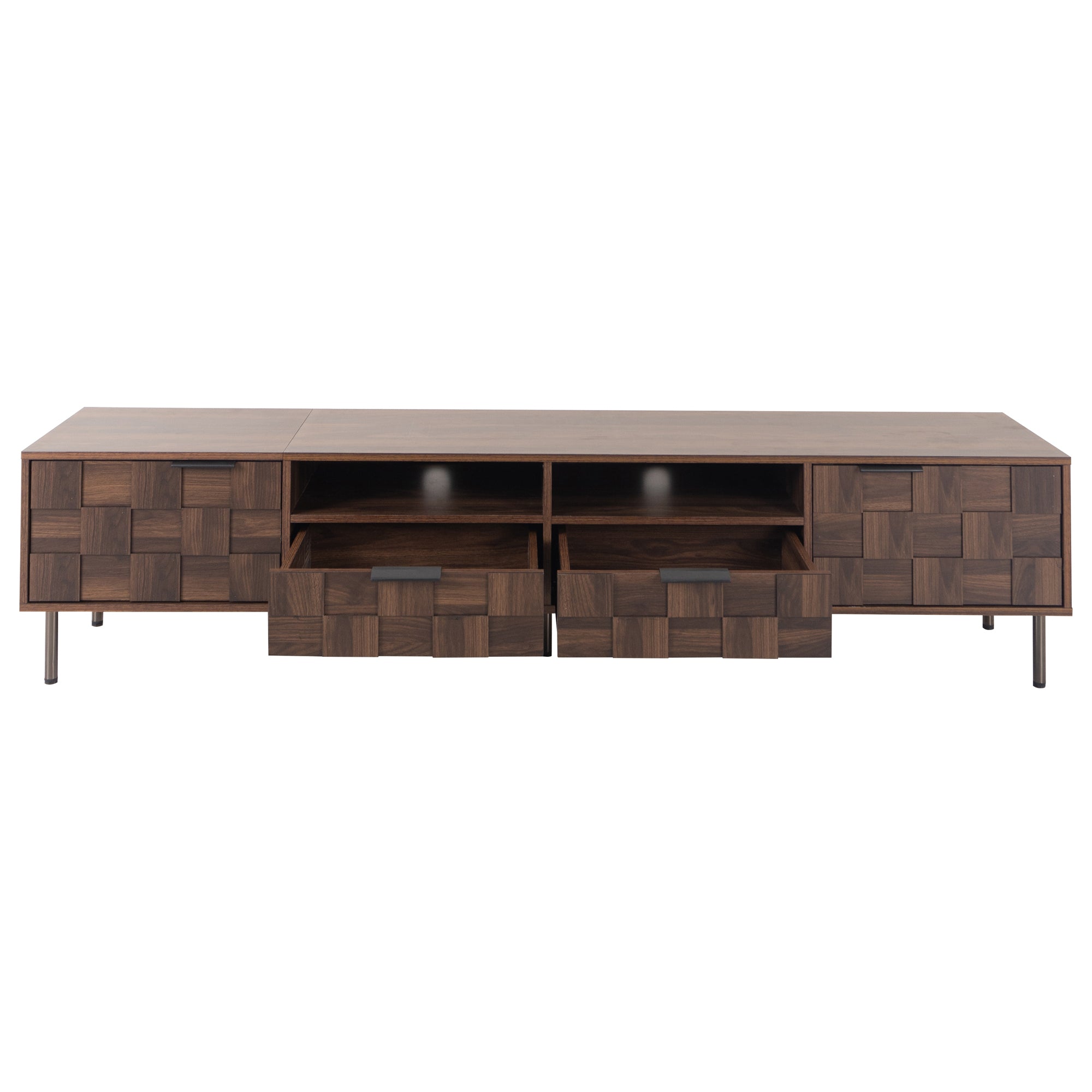 Mid Century TV Stand with 2 Drawers in Dark Brown, Media Console Table for TVs up to 85'', Made of Particle Board and MDF, 78.7'' x 15.7'' x 17.7'' - Grand Goldman Shop