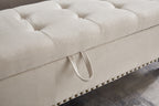 59' Bed Bench Ottoman with Storage  Beige Fabric - Grand Goldman Shop