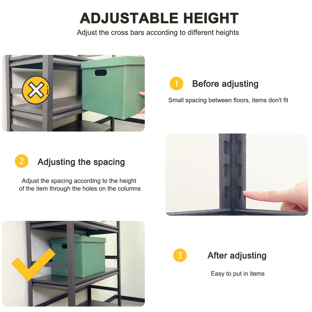 Storage Shelves 5 Tier Heavy Duty Metal Shelving Unit Adjustable Shelving Units and Storage Rack Kitchen Garage Shelf H72 * W35.4 * D15.7 - Grand Goldman Shop