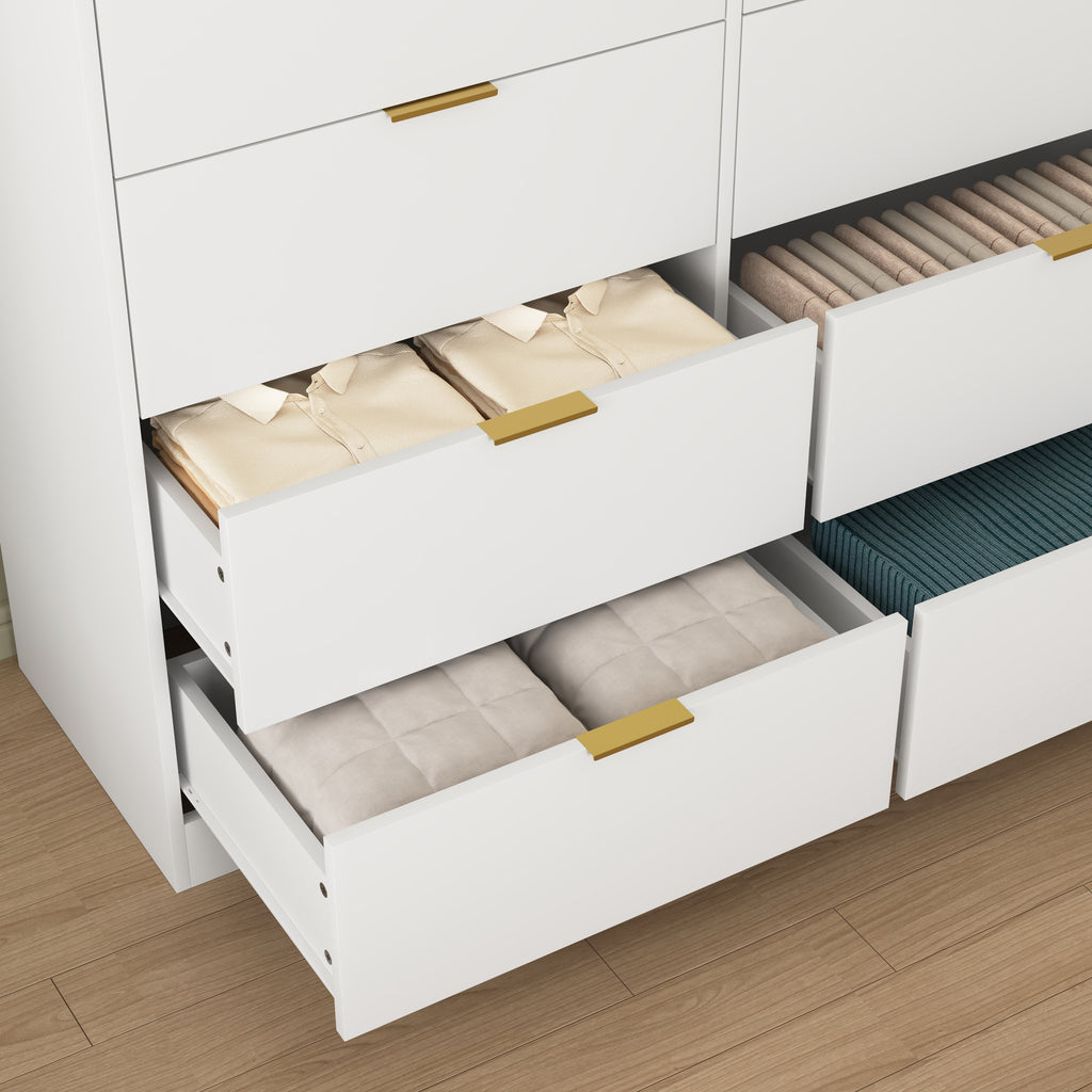 8 Drawers Dresser for Bedroom, Wood Bedroom Dresser Modern Drawer Chest, 8 Chest of Drawer, Tall Dresser for Closet, Dressers Organizer for Living Room, Closet, Hallway White - Grand Goldman Shop