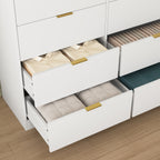 8 Drawers Dresser for Bedroom, Wood Bedroom Dresser Modern Drawer Chest, 8 Chest of Drawer, Tall Dresser for Closet, Dressers Organizer for Living Room, Closet, Hallway White - Grand Goldman Shop