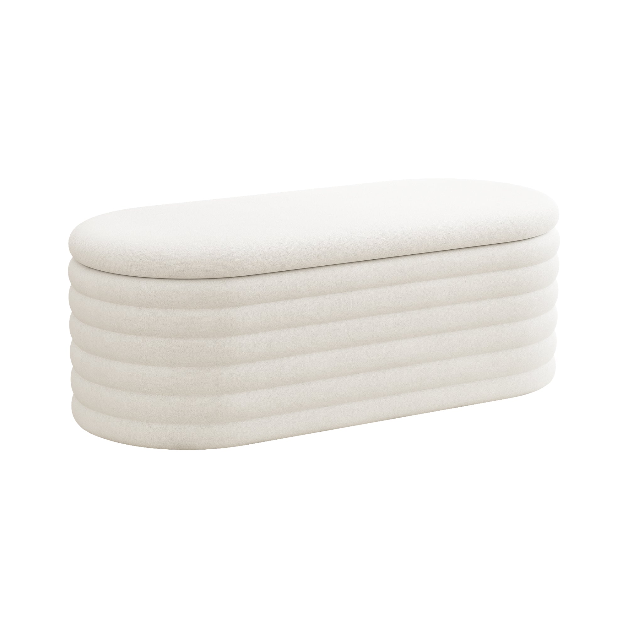Storage Chenille Ottoman Bench Upholstered Fabric Storage Bench End of Bed Stool with Safety Hinge for Bedroom, Living Room, Entryway, Closet(40-inch, White) - Grand Goldman Shop