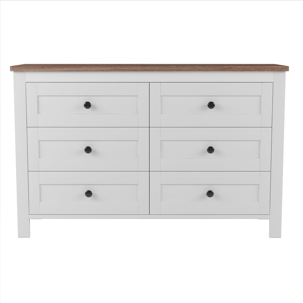 3-Pieces Bedroom Sets Full Size Farmhouse Platform Bed with Double Sliding Door Storage Headboard and Charging Station, Storage Nightstand and Dresser, White+Brown(Old SKU HL000091AAK) - Grand Goldman Shop