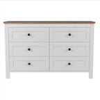 3-Pieces Bedroom Sets Full Size Farmhouse Platform Bed with Double Sliding Door Storage Headboard and Charging Station, Storage Nightstand and Dresser, White+Brown(Old SKU HL000091AAK) - Grand Goldman Shop