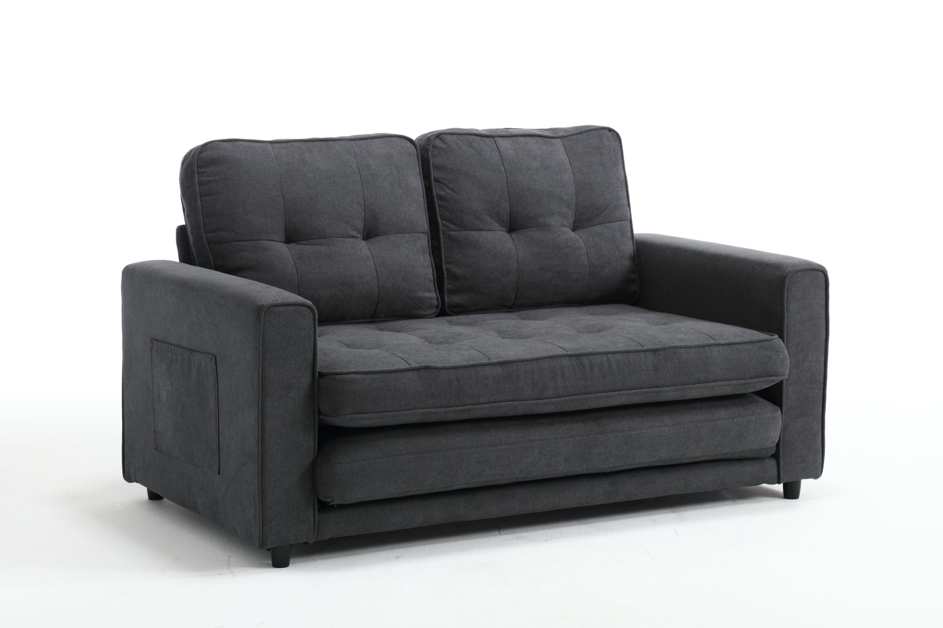 3 Fold Sofa,Convertible Futon Couch sleeper sofabed,Space saving loveseat,Pull Out Couch Bed for Living Room,Dark Gray & Light Gray & Beige,Velvet linen fabric - Grand Goldman Shop