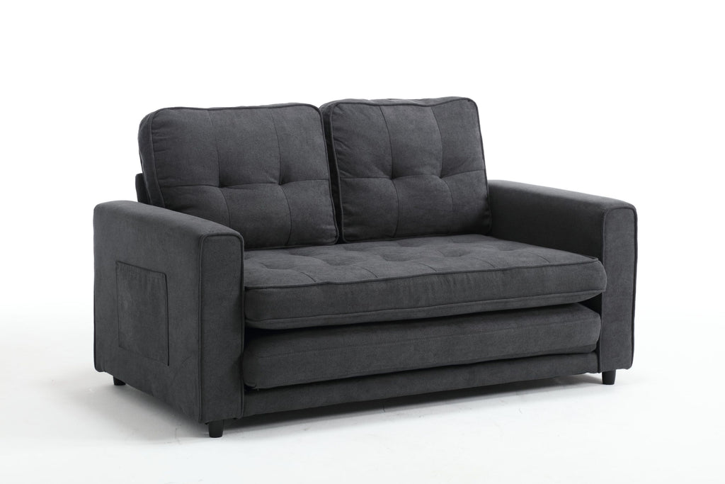 3 Fold Sofa,Convertible Futon Couch sleeper sofabed,Space saving loveseat,Pull Out Couch Bed for Living Room,Dark Gray & Light Gray & Beige,Velvet linen fabric - Grand Goldman Shop