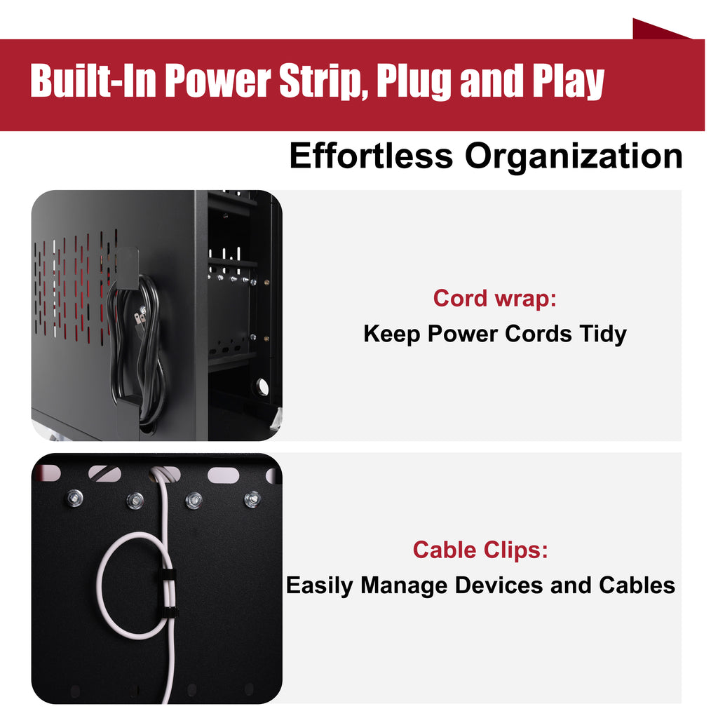 Stylish 16 Bay Mobile School Charging Cart Station for Chromebook, Tablet and Laptop Computer with Power Strip Included, Asse