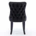 Upholstered Wing-Back Dining Chair with Backstitching Nailhead Trim and Solid Wood Legs,Set of 2, Black,SW8809BK, KD - Grand Goldman Shop