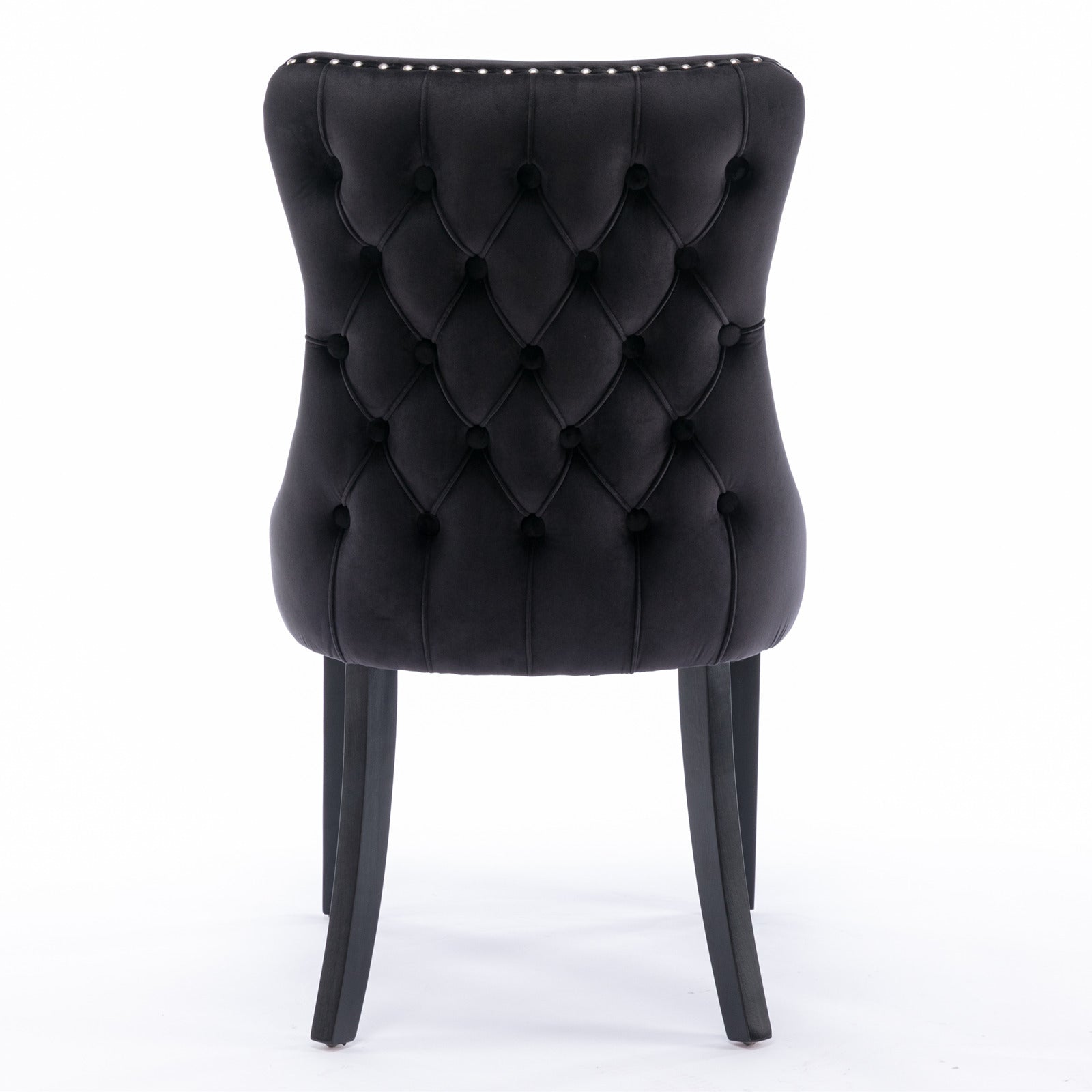 Upholstered Wing-Back Dining Chair with Backstitching Nailhead Trim and Solid Wood Legs,Set of 2, Black,SW8809BK, KD - Grand Goldman Shop