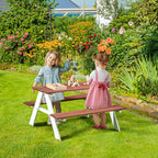 Outsunny Kids Picnic Table Set, Wooden Table & Bench Set, Kids Patio Furniture Outdoor Toys for Garden, Backyard, Aged 3-8 Ye