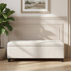 Indoor Textured Boucle White Storage Ottoman Bench - 50.98''L Upholstered Entryway Bench with Hidden Storage, 300lbs Weight Capacity for Living Room, Bedroom & Hallway - Grand Goldman Shop