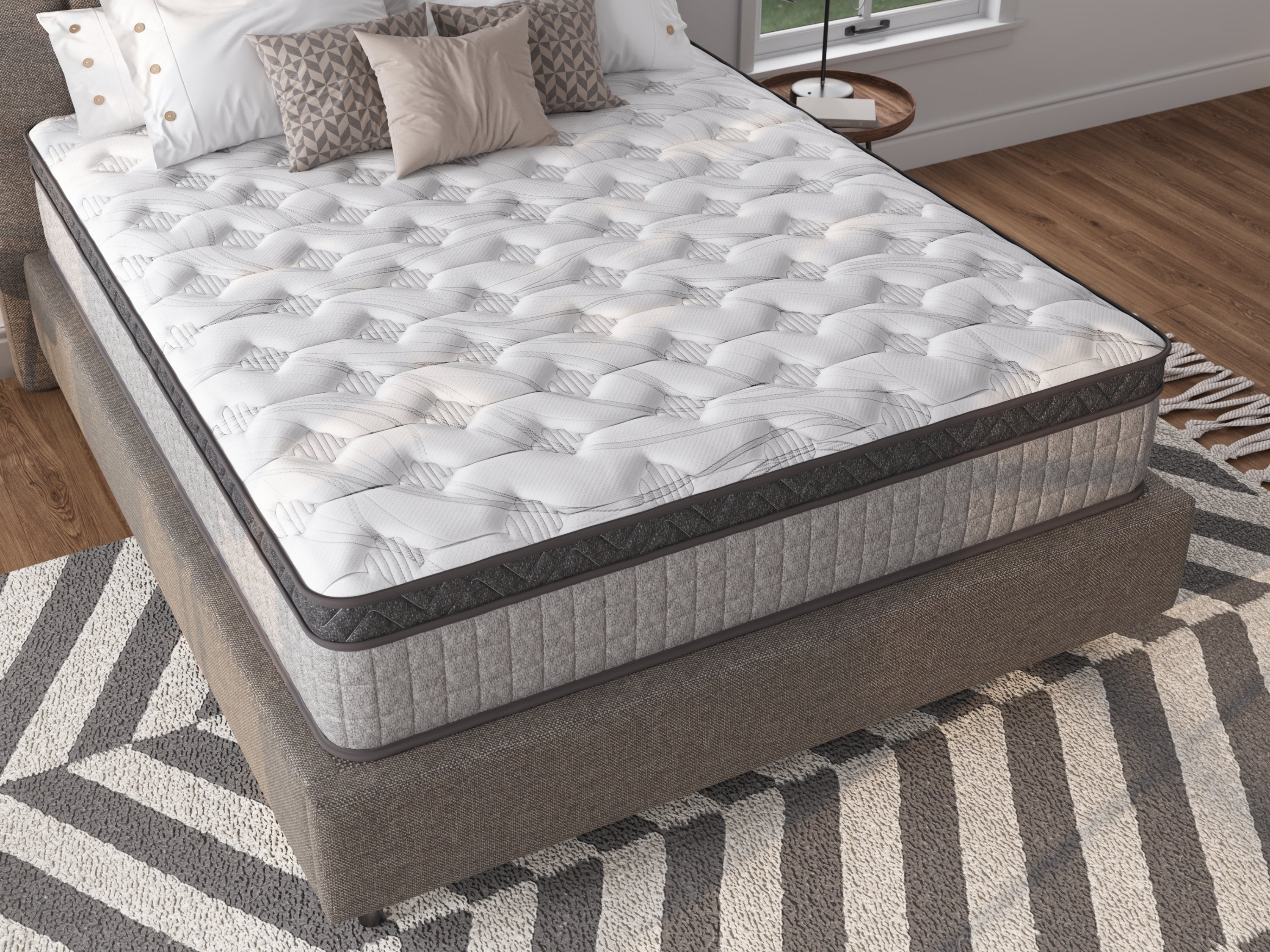 Assembled in USA - 12' King Diamond Innerspring Hybrid and Cooling Gel Memory Foam Mattress, Pressure Relief, and Motion Isolation, CertiPUR-US and Oeko TEX Certified - Grand Goldman Shop