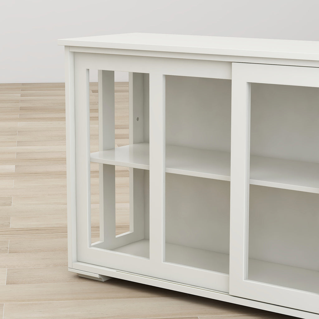 Kitchen Storage Stand Cupboard With Glass Door-White - Grand Goldman Shop