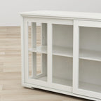 Kitchen Storage Stand Cupboard With Glass Door-White - Grand Goldman Shop
