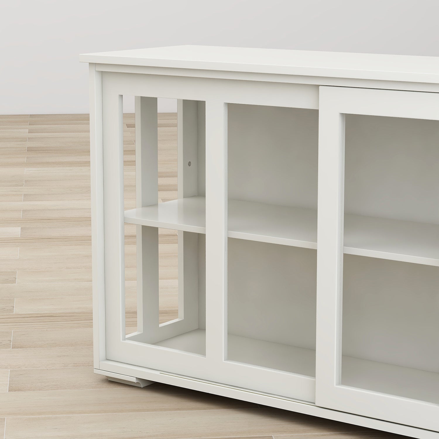 Kitchen Storage Stand Cupboard With Glass Door-White - Grand Goldman Shop