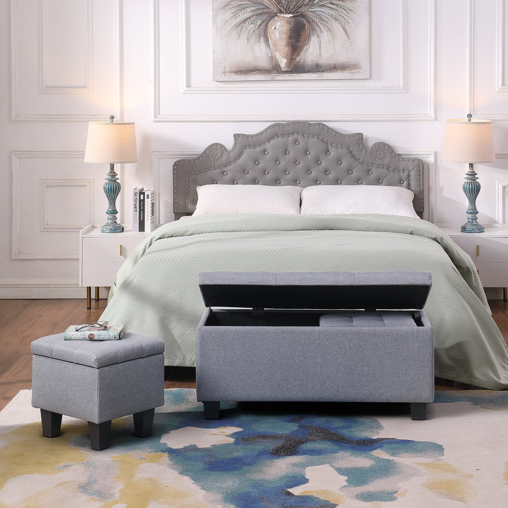 [VIDEO] Large Storage Ottoman Bench Set, 3 in 1 Combination Ottoman, Tufted Ottoman Linen Bench for Living Room, Entryway, Hallway, Bedroom Support 250lbs - Grand Goldman Shop