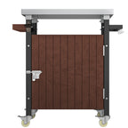 Outdoor Grill Cart with Stainless Steel Tabletop, Storage, Patio Kitchen Island with Wheels, Hooks, and Spice Rack, Waterproof Outdoor Grill Table, Movable BBQ Serving Cart Rolling Bar Cart - Grand Goldman Shop