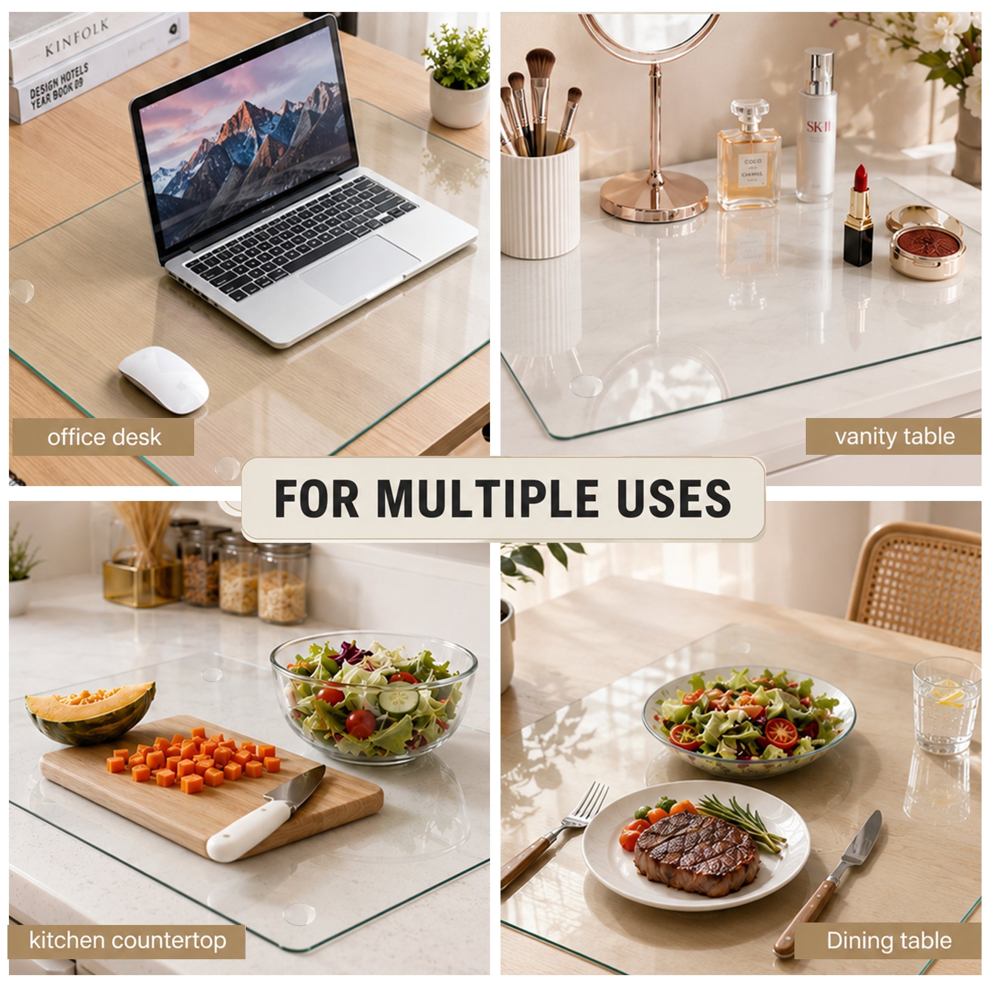 CLEAR Tempered glass table mat 20X32 INCH - Grand Goldman