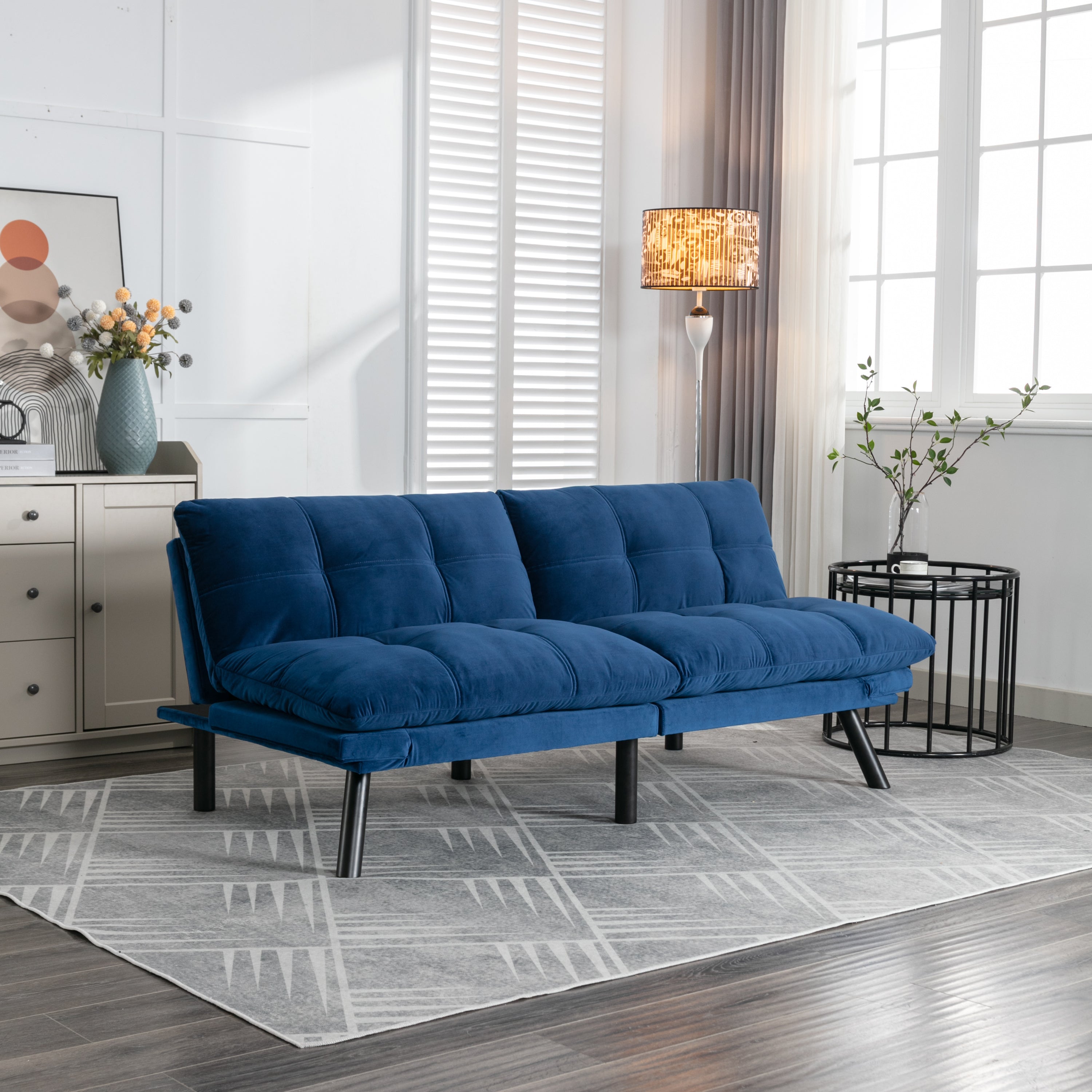 Navy Blue Convertible Folding Modern sofa Bed - Grand Goldman Shop