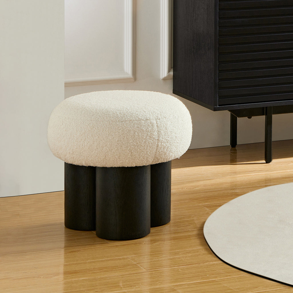 W8017-1 White Lamb Wool Seat with Barrel PVC Pipe and Black Ash Willow - Grand Goldman Shop
