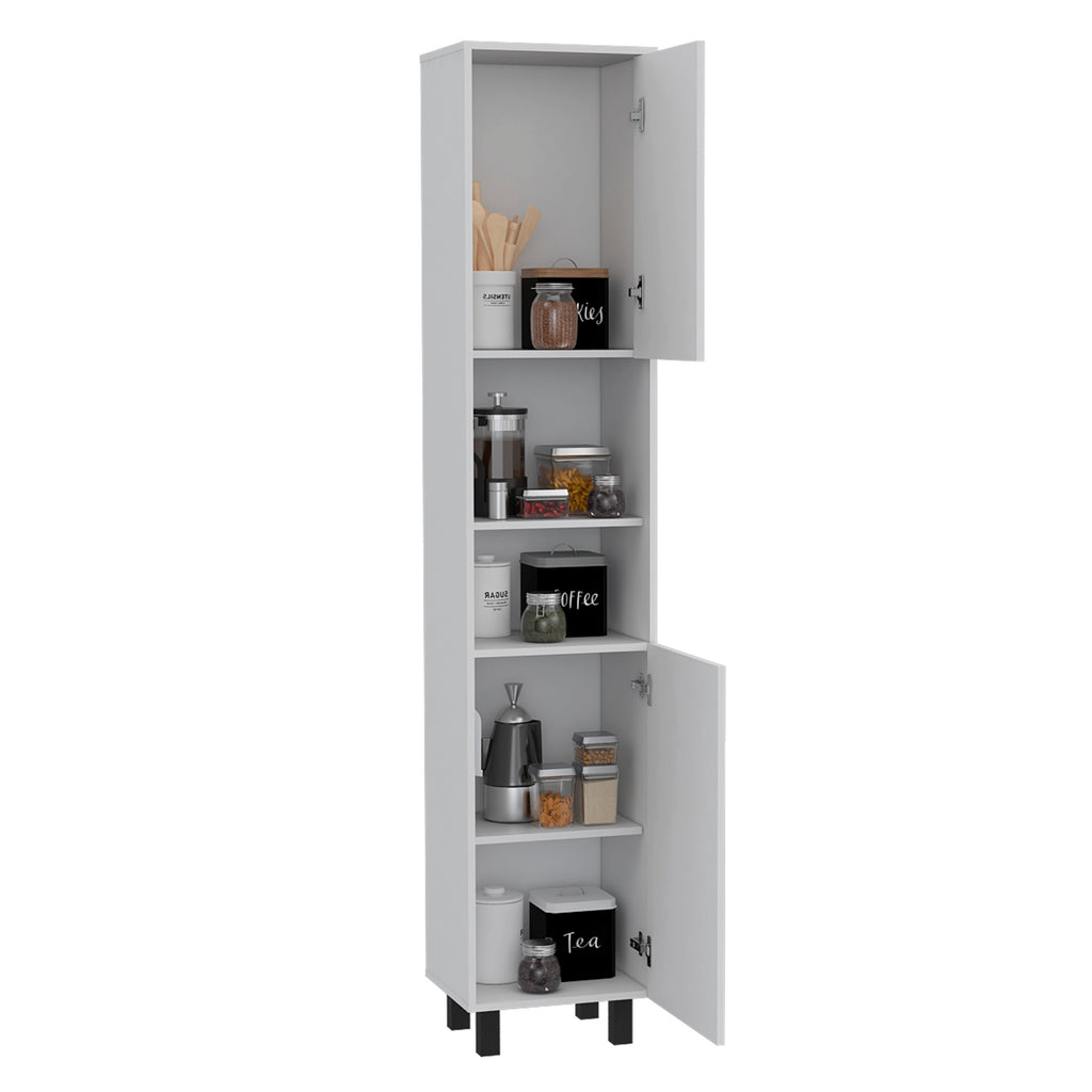Hobart Pantry, Four Legs, Three Interior Shelves, Two Shelves, Two Cabinets -White | Premium Home Decor - Grand Goldman