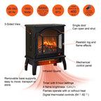 Classical Free-Standing 3D Flame Electric Infrared Quartz Fireplace Stove with Remote Control in Antique Black - Grand Goldman Shop