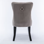 Nikki Collection Modern, High-end Tufted Solid Wood Contemporary Velvet Upholstered Dining Chair with Wood Legs Nailhead Trim 2-Pcs Set,Gray, SW2001GY - Grand Goldman Shop