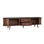 Mid-Century Modern TV Stand for 80' TV, Entertainment Center with Storage in Dark Brown, Solid Wood and MDF Construction, 70.8' L x 15.5' W x 18.1' H - Grand Goldman Shop