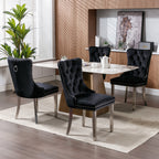 Nikki Collection Modern, High-end Tufted Solid Wood Contemporary Velvet Upholstered Dining Chair with Chrome Stainless Steel Plating Legs,Nailhead Trim,Set of 2,Black and Chrome, SW1701BK - Grand Goldman Shop