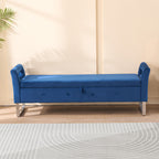 67.91' Wide Storage Soft Ottoman Bench with Armrests,Footrest Bed End Stool for Living Room, Dorm, Entryway and Bedroom, Navy - Grand Goldman Shop