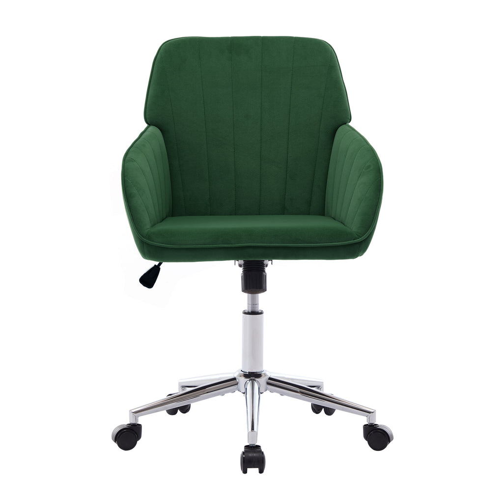 TY Adjustable Office Chair, Ergonomic Swivel Chair with Velvet Backrest Seat in Green, Comfortable for Long Sitting - Grand G