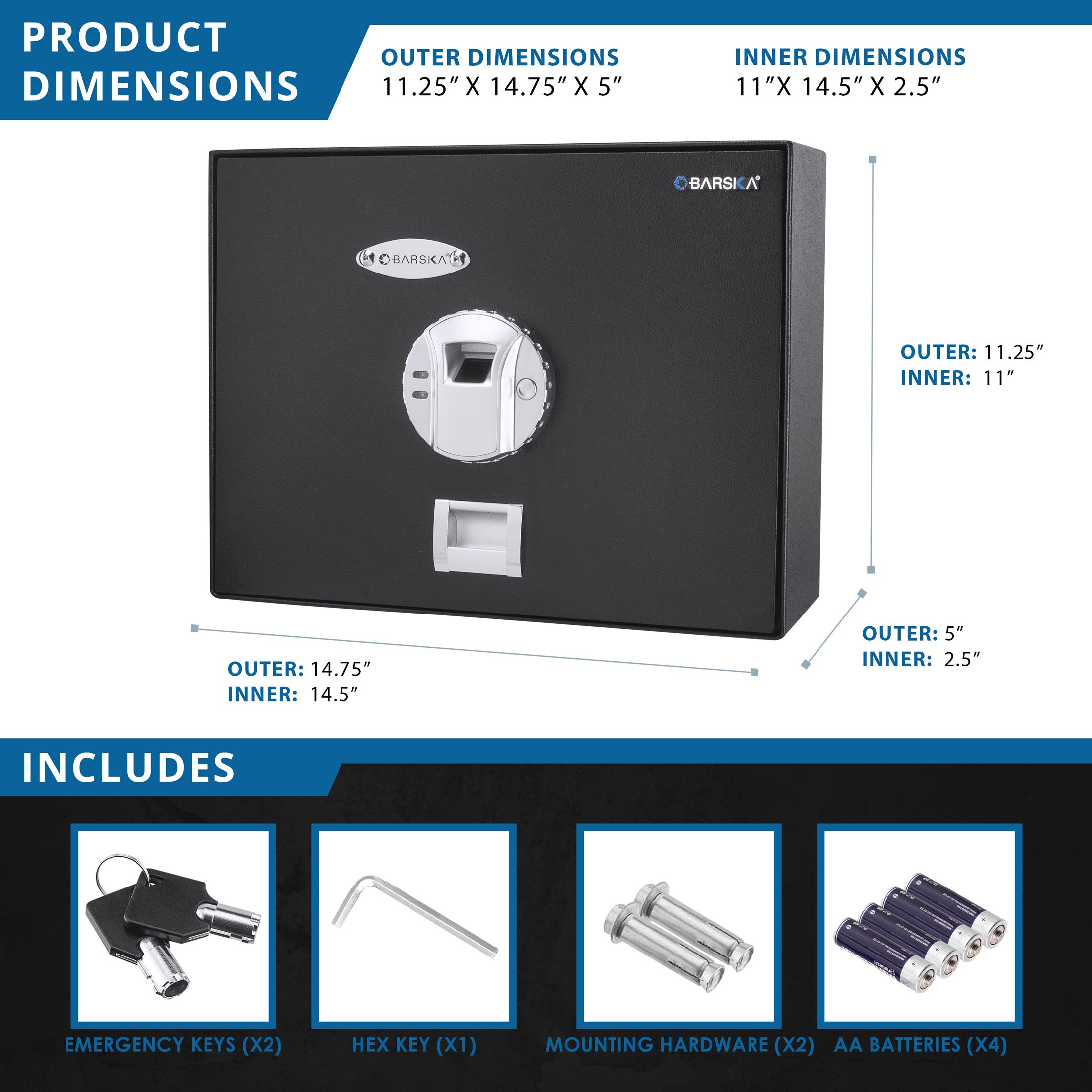 Stylish 0 23 Cu Ft Top Opening Biometric Security Safe - Available at Grand Goldman