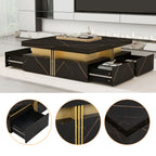 Modern Black Square Storage Coffee Table With 4 Drawers - Grand Goldman Shop