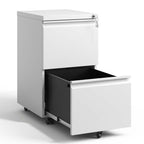 Antique White 2 Drawer Metal Mobile File Cabinet with Lock for Legal/Letter/A4 Size | Premium Home Decor - Grand Goldman