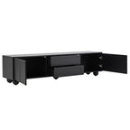 ON-TREND Cream Style TV Stand with Arched Doors & 2 Drawers for TVs up to 75', Minimalist Media Console with Rebound Device, Entertainment Center with 5 Iron Round Legs for Living Room, Bedroom, Black - Grand Goldman Shop