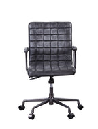 Barack Vintage Black Top Grain Leather & Aluminum Office Chair | Premium Home Decor - Grand Goldman