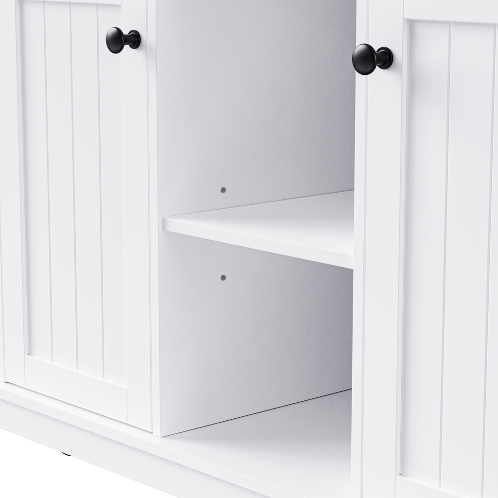 K&K 53inch Large Kitchen Island with Drop Leaf,Power Outlet,Door Internal Storage Rack,Rolling Kitchen Cart on 5 Wheels with 5 Open Side Racks for Kitchen,White (Two Packages)(Stools not included) - Grand Goldman Shop